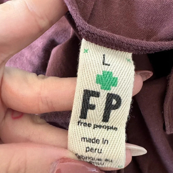 Free People Maroon Scoop Neck Cuffed Long Sleeve - Picture 5 of 5